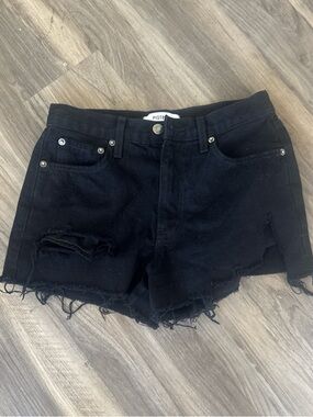 pistola Black Distressed High-Rise Denim Shorts